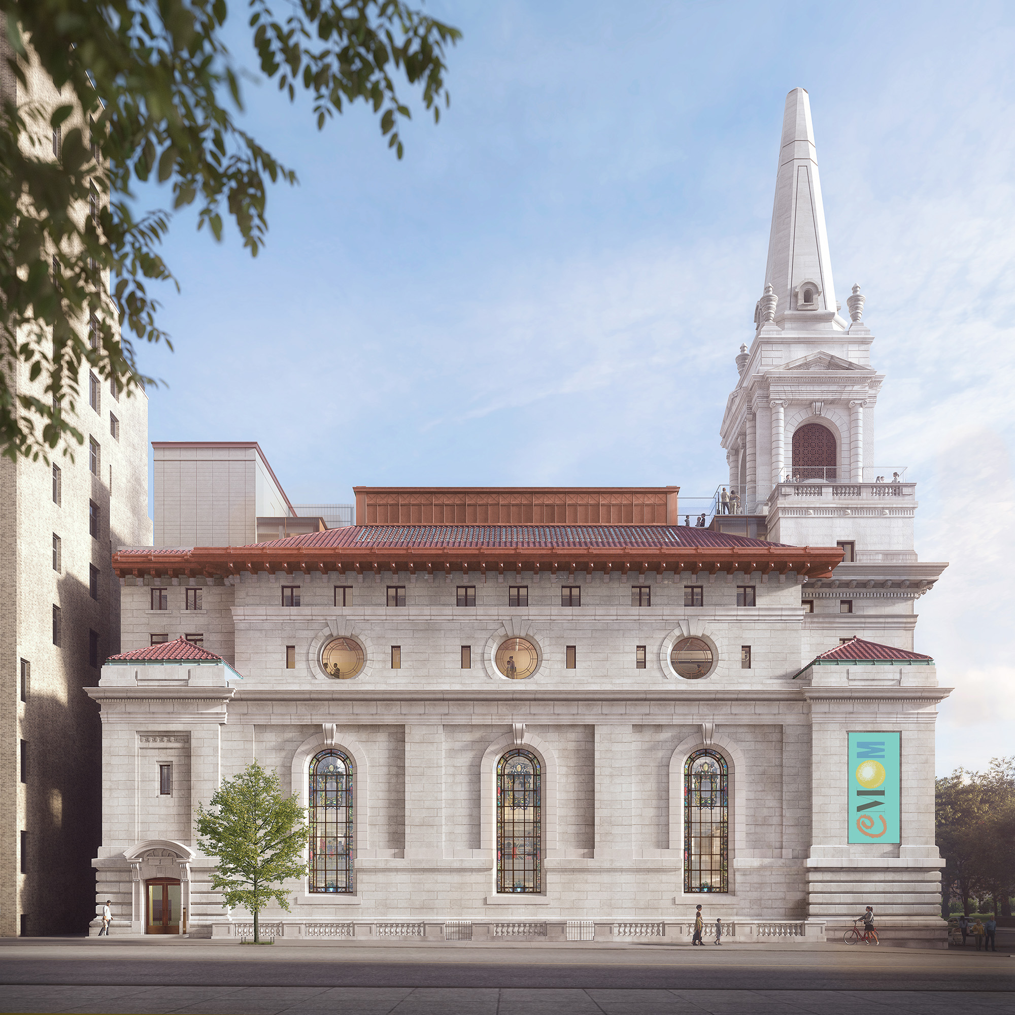 A rendering of the Children's Museum of Manhattan in an old church on 96th Street in New York City